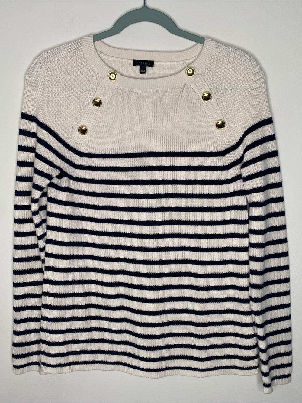 Talbots 100% Pima Cotton Nautical Stripe Sweater S